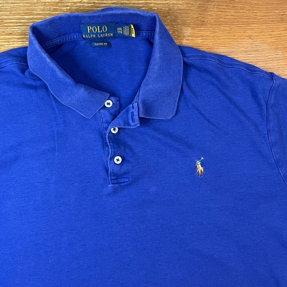 Polo Ralph Lauren SS Shirt Men's 2XL Solid Navy Flesh Pony Classic Fit Preppy